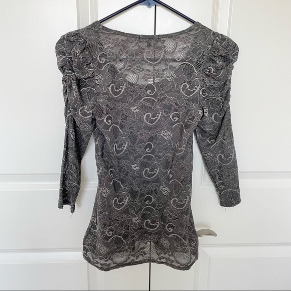 Aritzia Talula Lace Top Gray - Picture 3 of 6